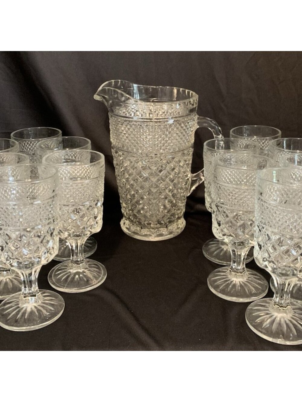 Anchor Hocking Wexford Pitcher with 12 Water Goblets